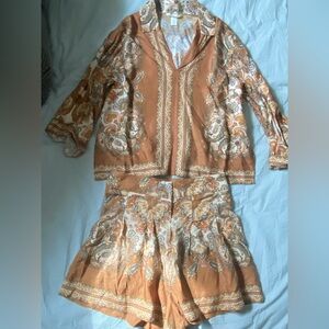 Two Piece Matching Shorts/Blouse Set